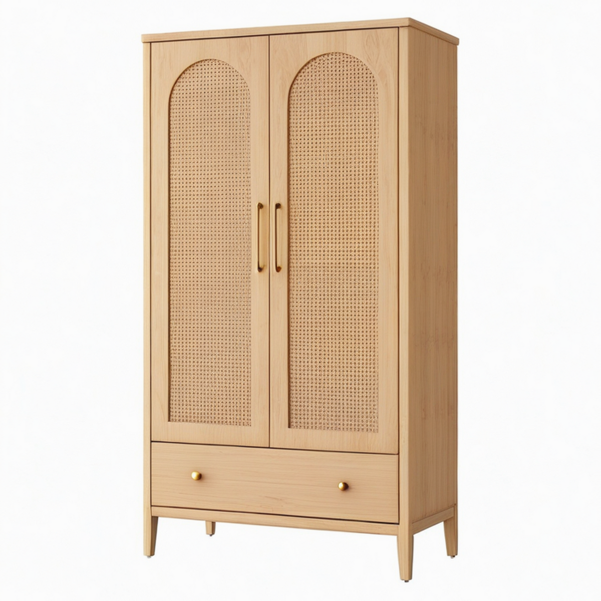Armadio in legno e rattan con cassetto 200x100x50 cm