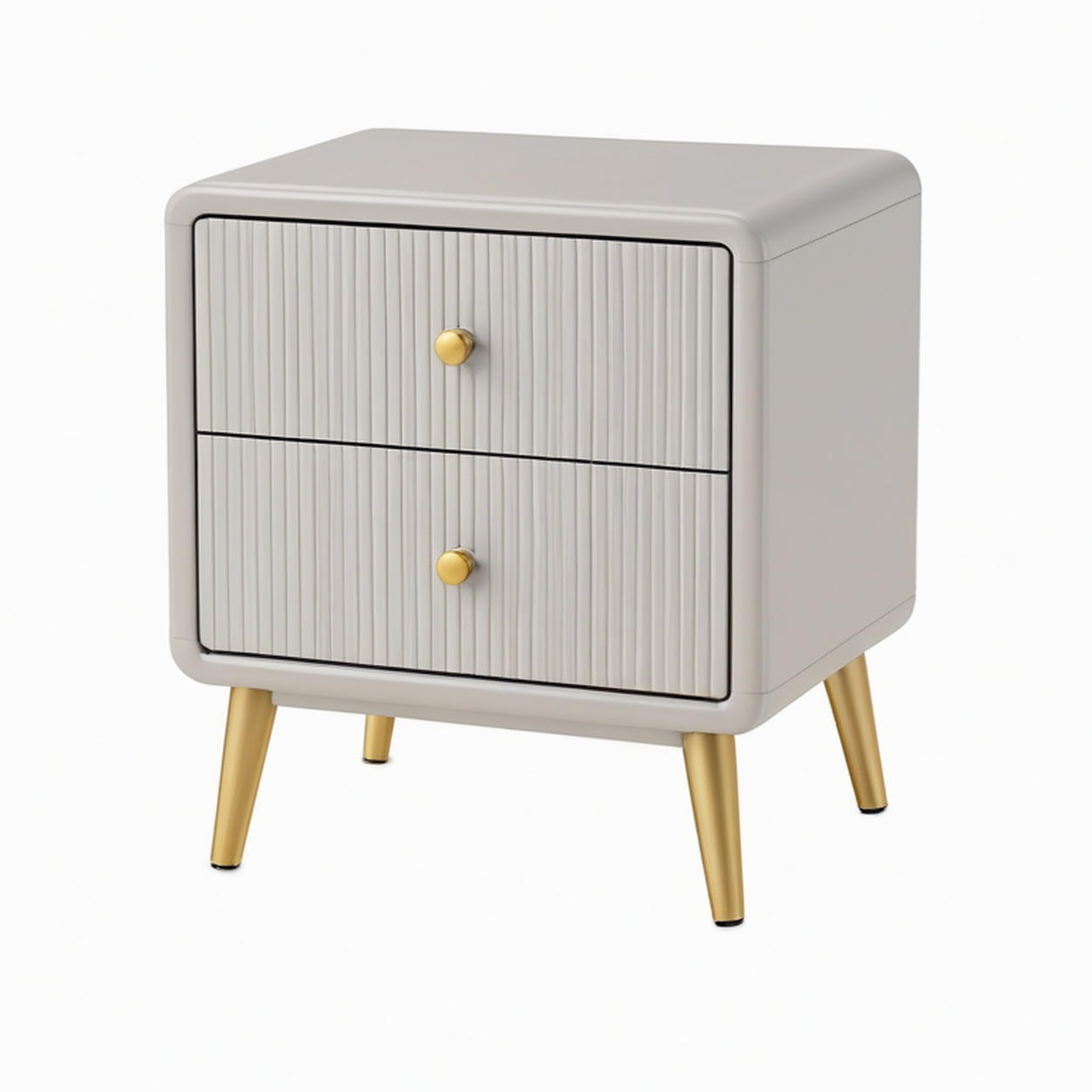 Comodino in MDF con Gambe in Metallo Dorato Grigio