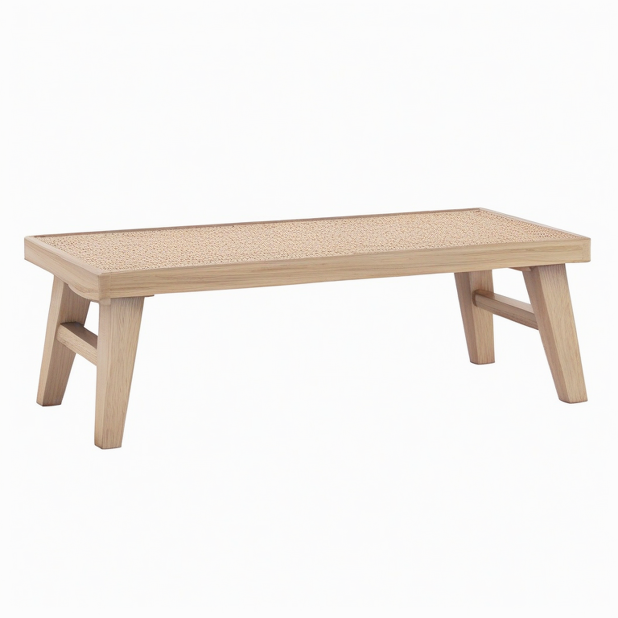 Panca in legno e rattan naturale 100x35x45 cm