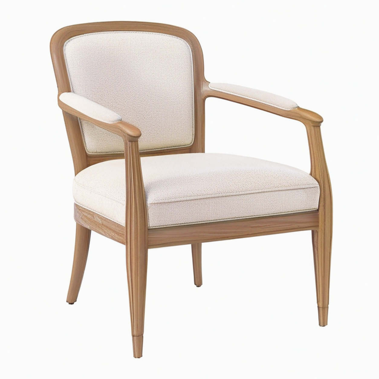 Sedia in legno massello e tessuto bouclé beige