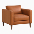 Poltrona in Pelle Sintetica Marrone e Legno
