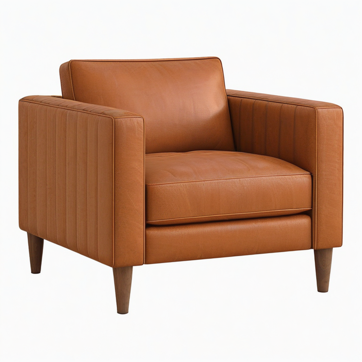 Poltrona in Pelle Sintetica Marrone e Legno
