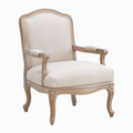 Poltrona classica in legno e lino beige