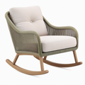 Sedia a dondolo in legno e corda verde beige
